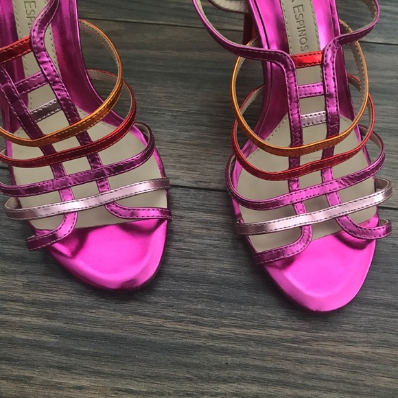 Pink Carolinna Espinosa Perna Strappy Heels Size 6 - Picture 3 of 8